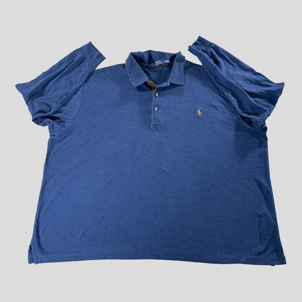 Polo Ralph Lauren Shirt Mens 3XB Polo Flesh Pony Long‎ Sleeve Three Button Blue